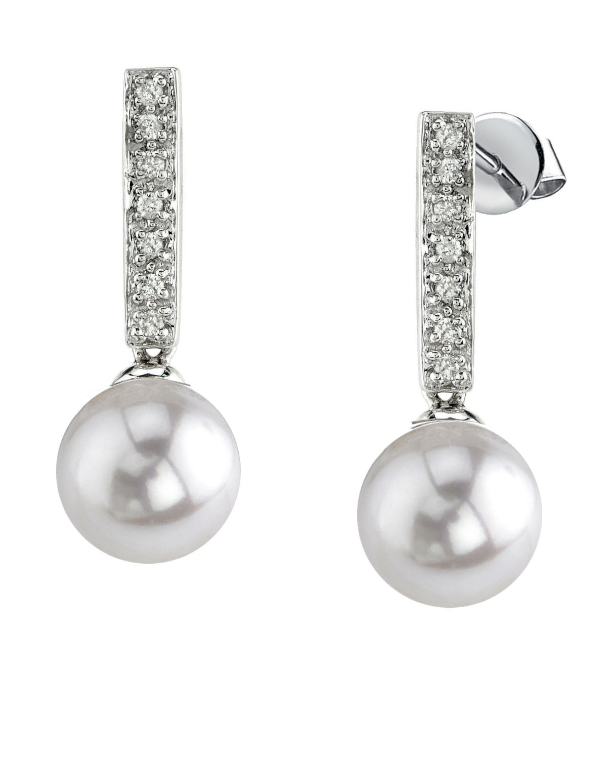 Akoya Pearl Dangling Diamond Earrings- Choose Your Pearl Color