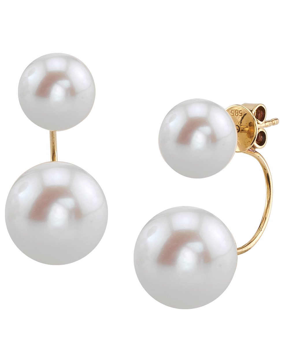 8-10mm White Freshwater Pearl Double Stud Earrings