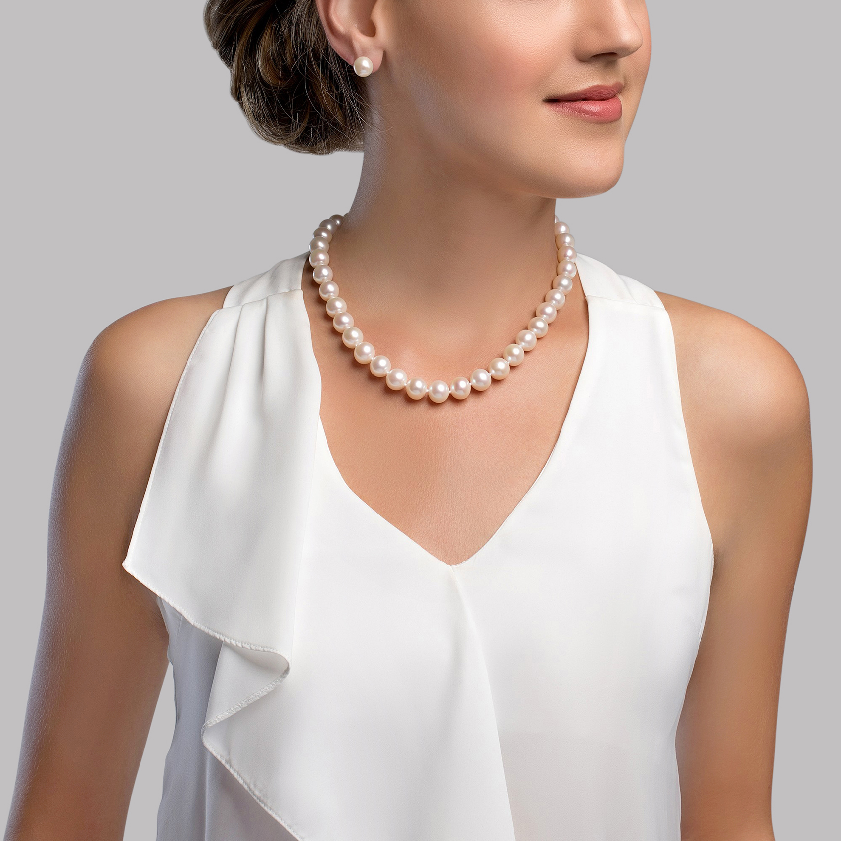 9.5-10.5mm White Freshwater Pearl Necklace - AAA Quality