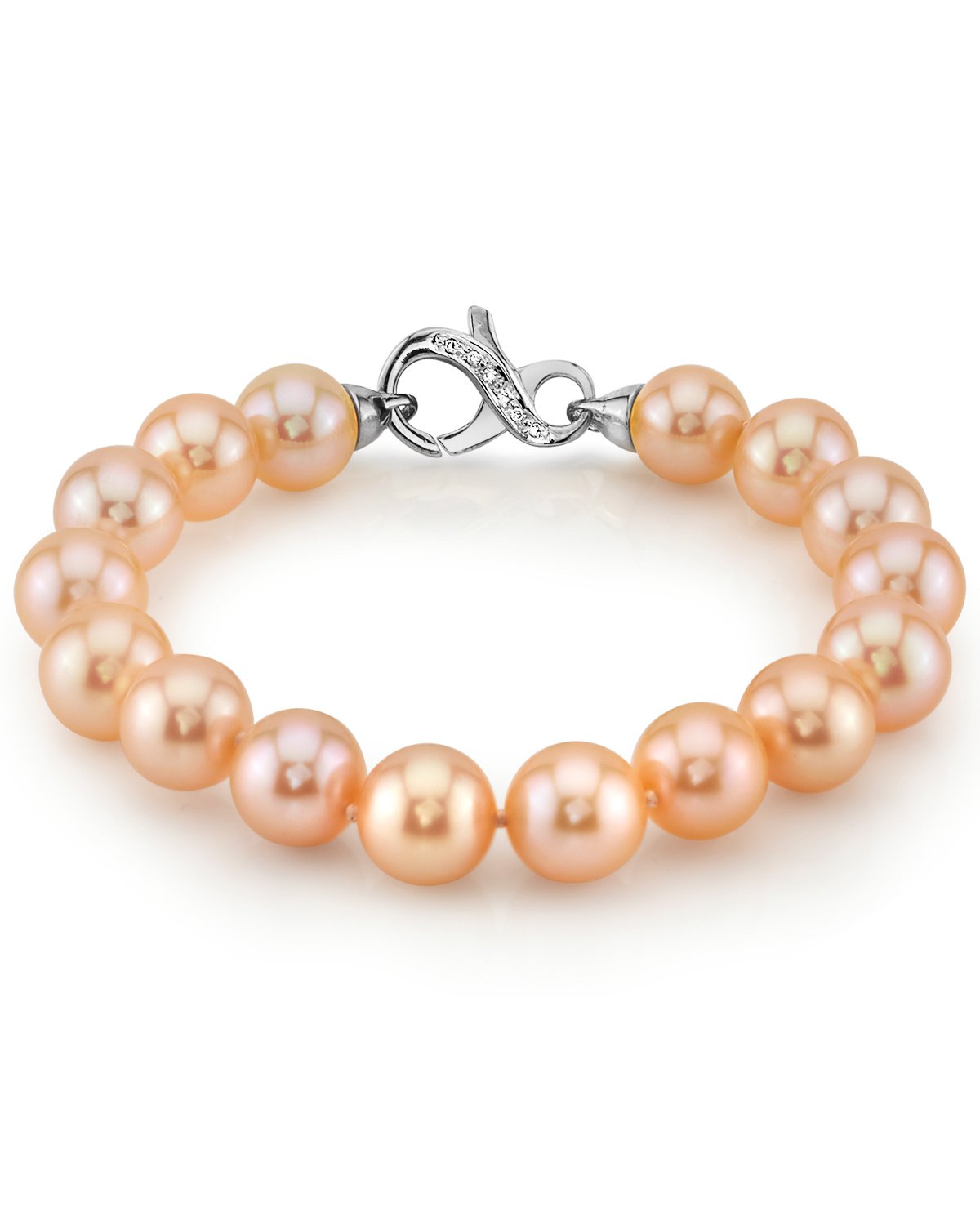 9.5-10.5mm Peach Freshwater Pearl Bracelet - AAA Quality