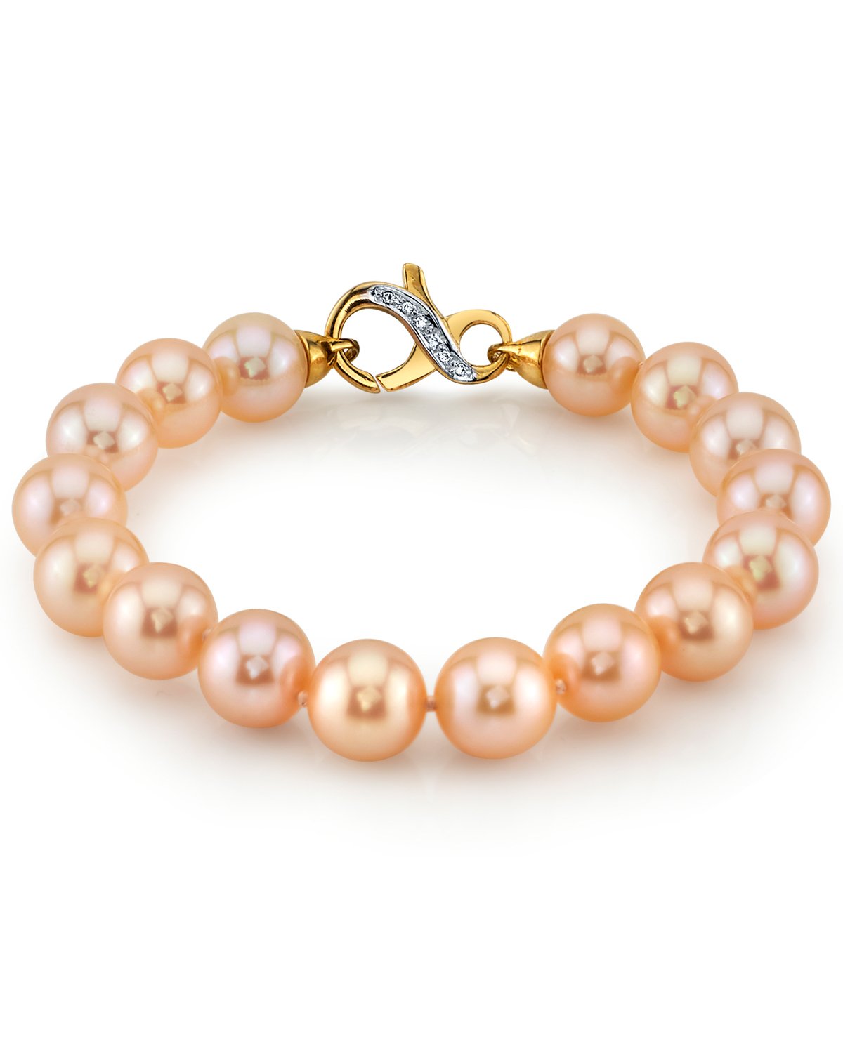 9.5-10.5mm Peach Freshwater Pearl Bracelet - AAA Quality