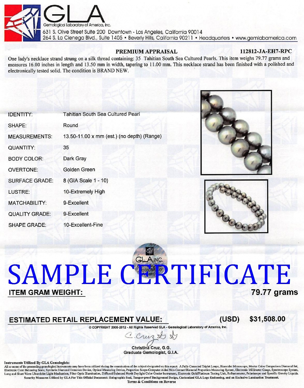 11-13mm Tahitian South Sea Pearl Necklace - AAA Quality