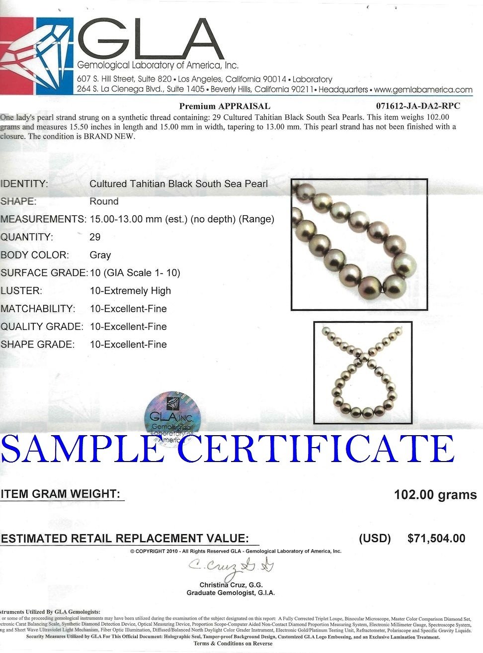 13-14.9mm Tahitian South Sea Pearl Necklace - AAAA Quality