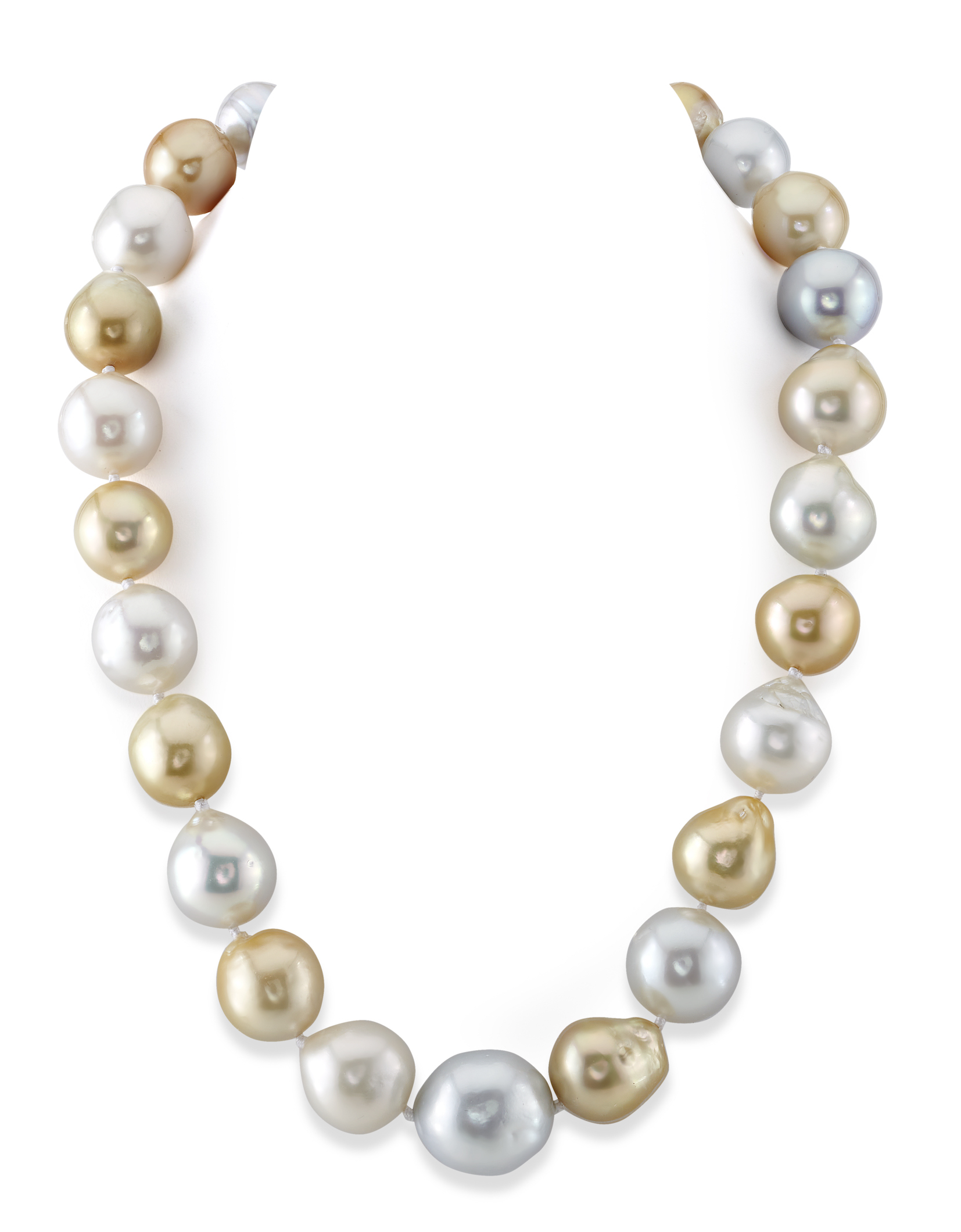 15-20mm Multicolor White & Golden South Sea Baroque Pearl Necklace