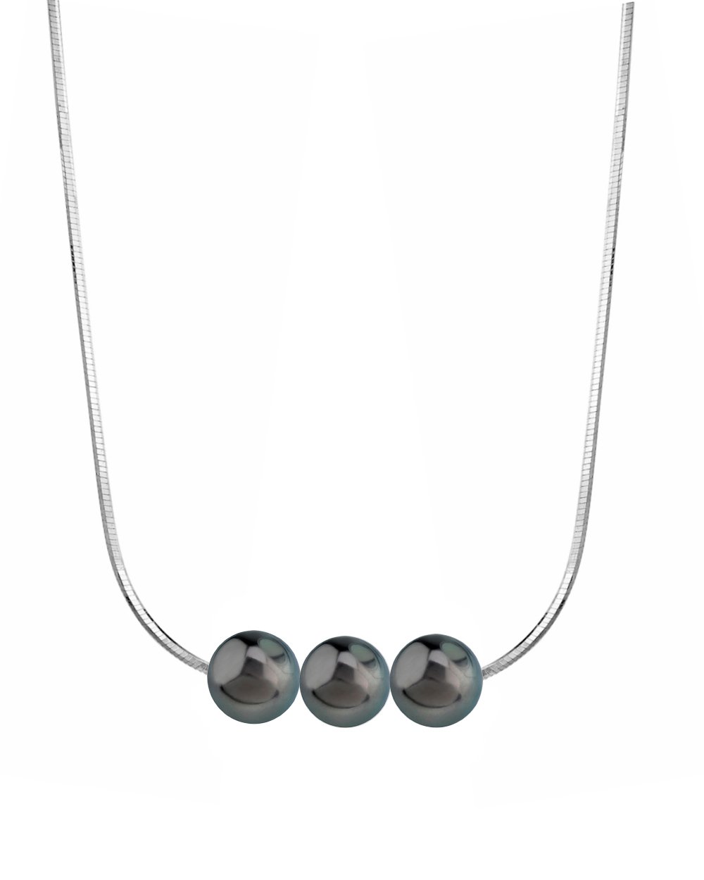 Pearl Moments - 9mm Tahitian South Sea Pearl Silver Adjustable Chain Necklace