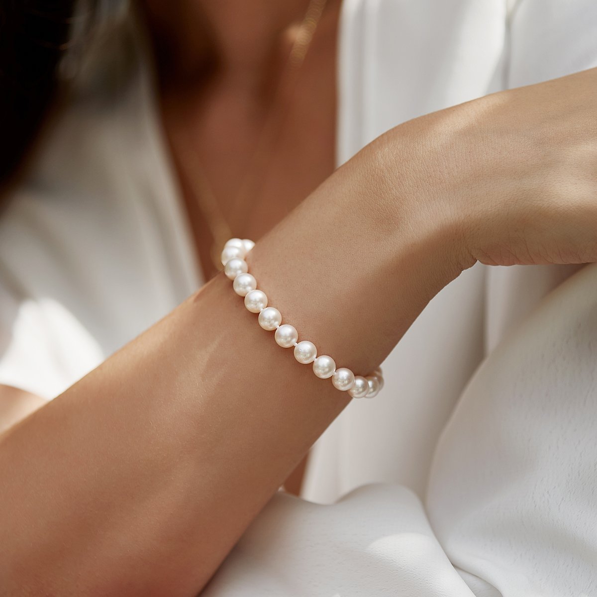 7.0-7.5mm Hanadama Akoya White Pearl Bracelet