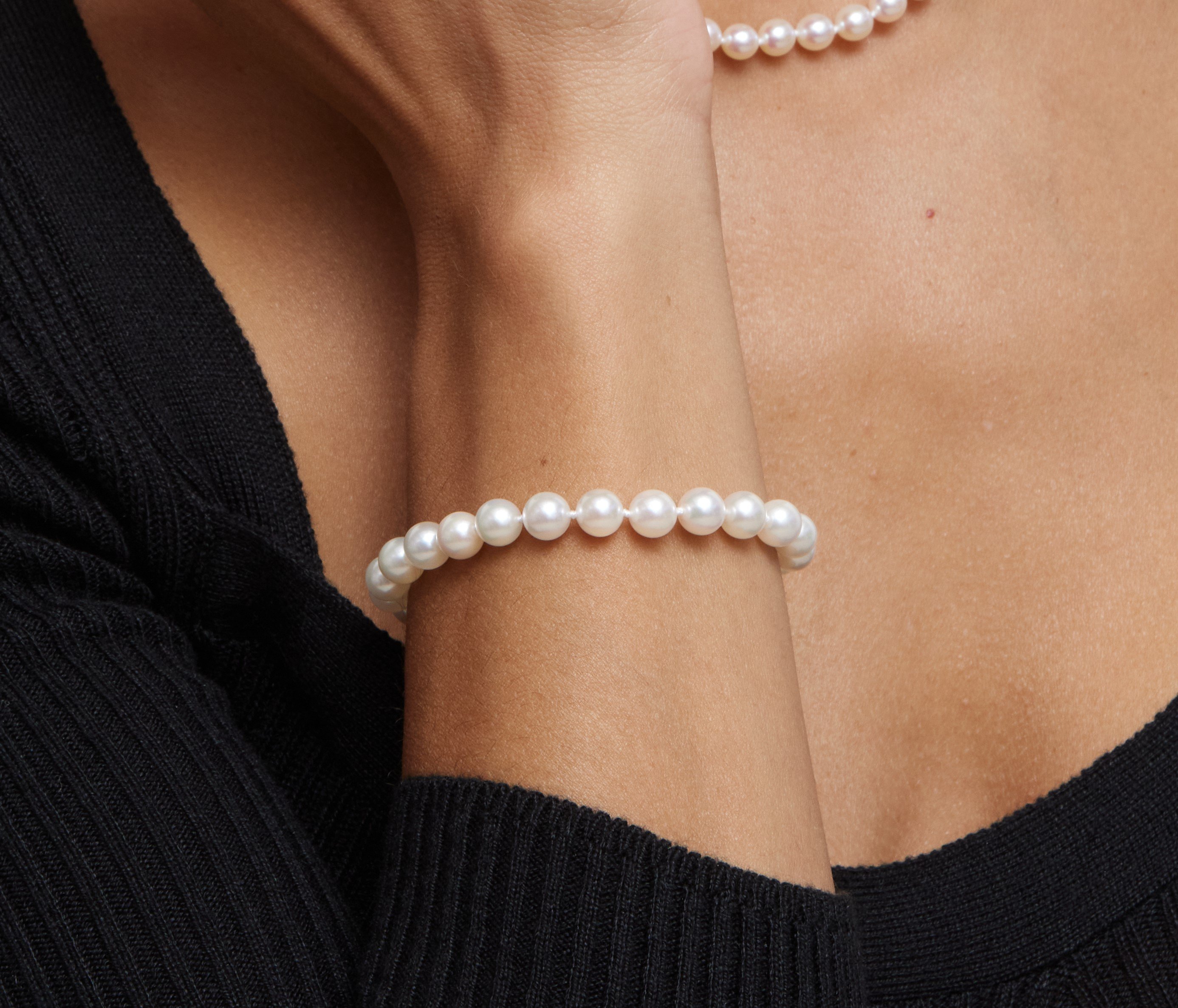 6.5-7.0mm Hanadama Akoya White Pearl Bracelet