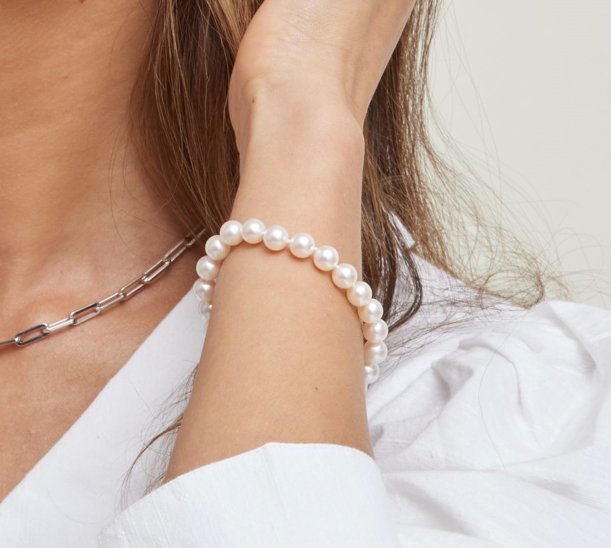 7.0-7.5mm Akoya White Pearl Bracelet - AAA Quality