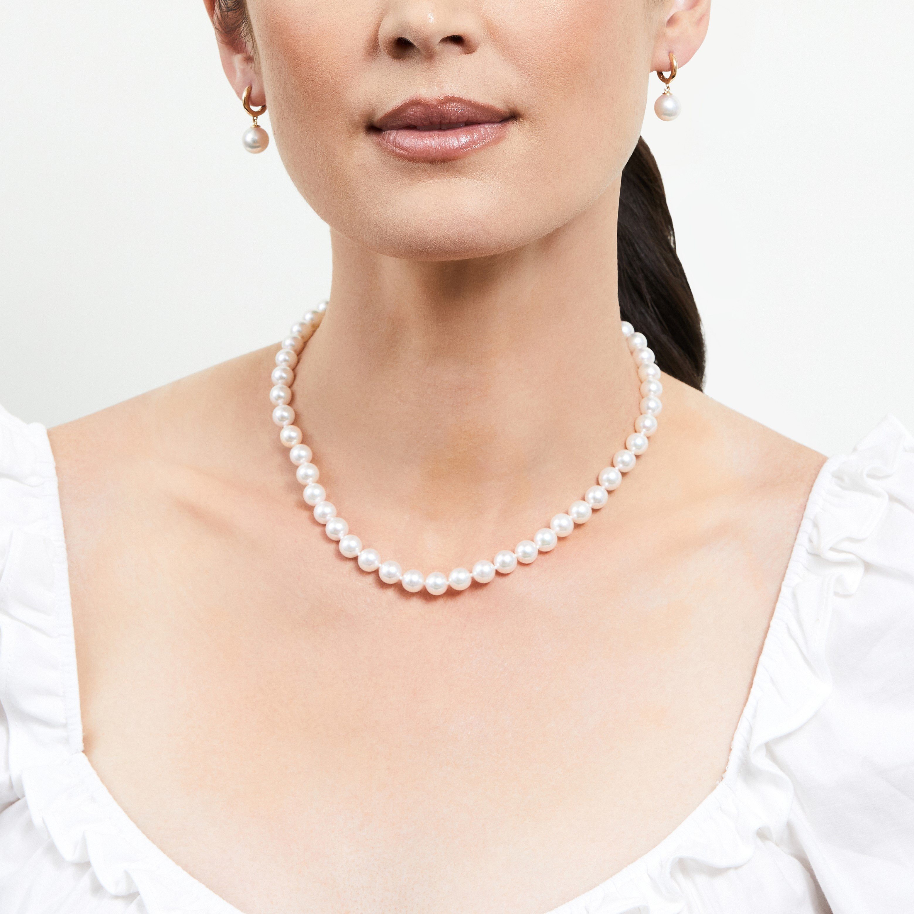 7.5-8.0mm Hanadama Akoya White Pearl Necklace