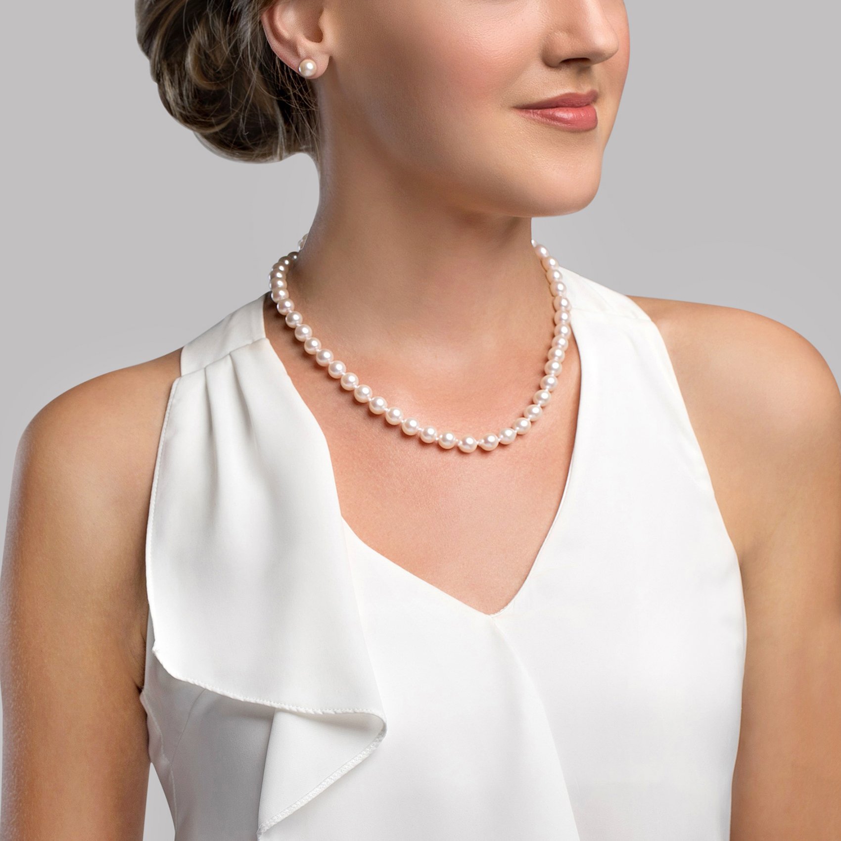 8-10mm Japanese Akoya White Pearl Necklace - AAA Quality