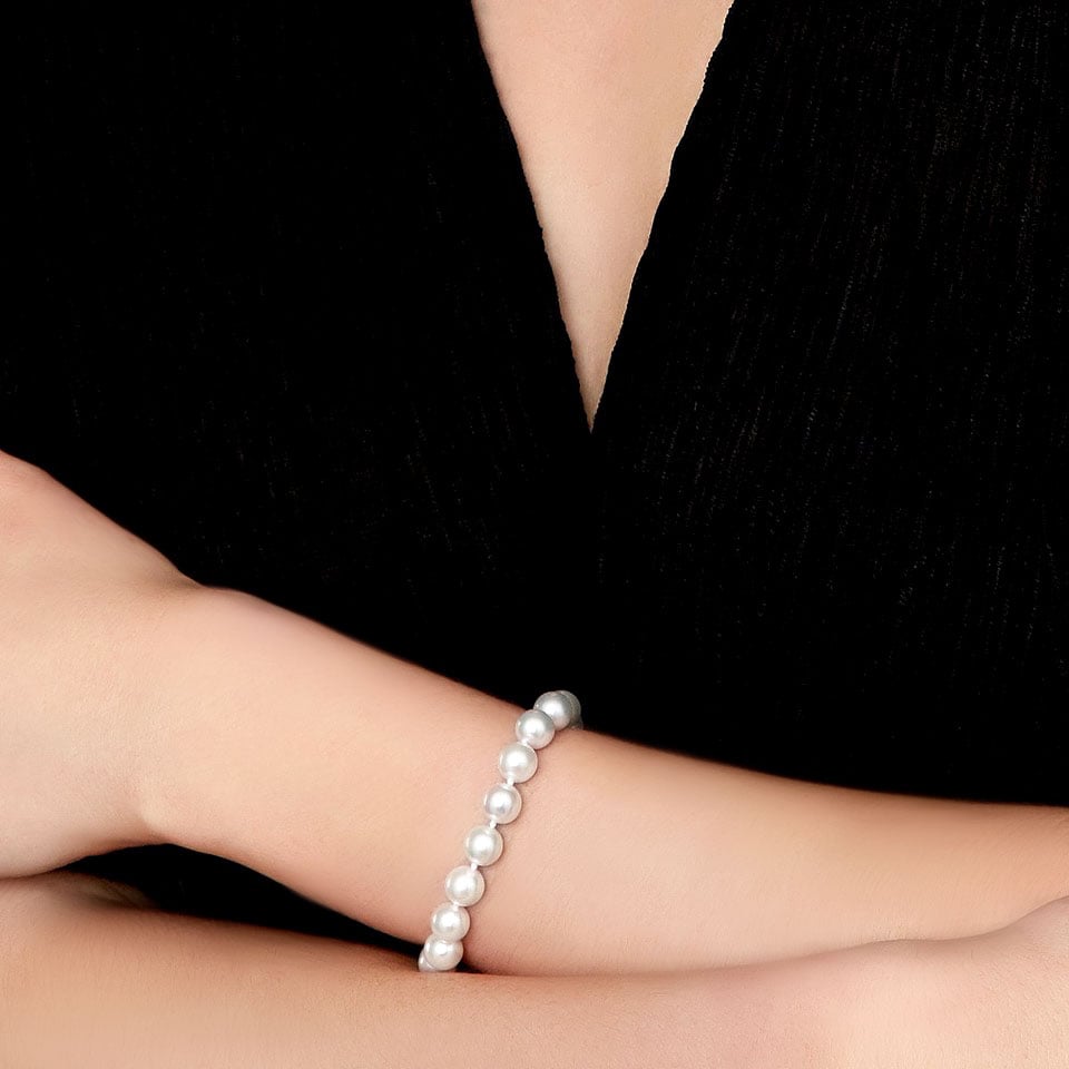 8.0-8.5mm Akoya White Pearl Bracelet - AAA Quality