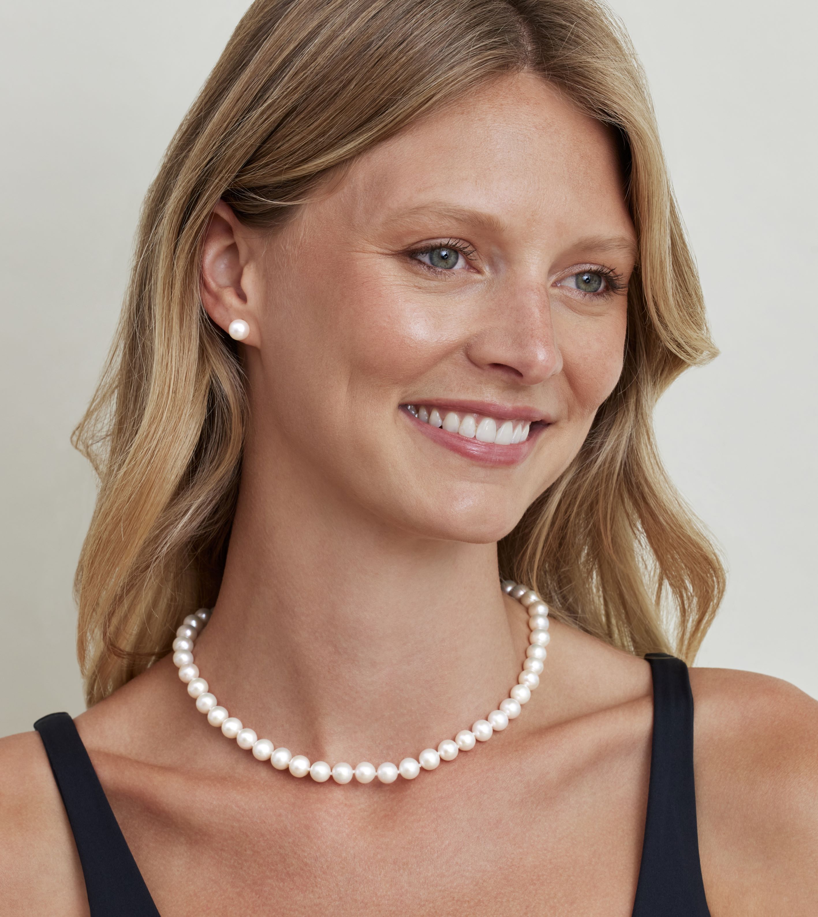 8.0-8.5mm Freshwater Pearl Necklace & Earrings