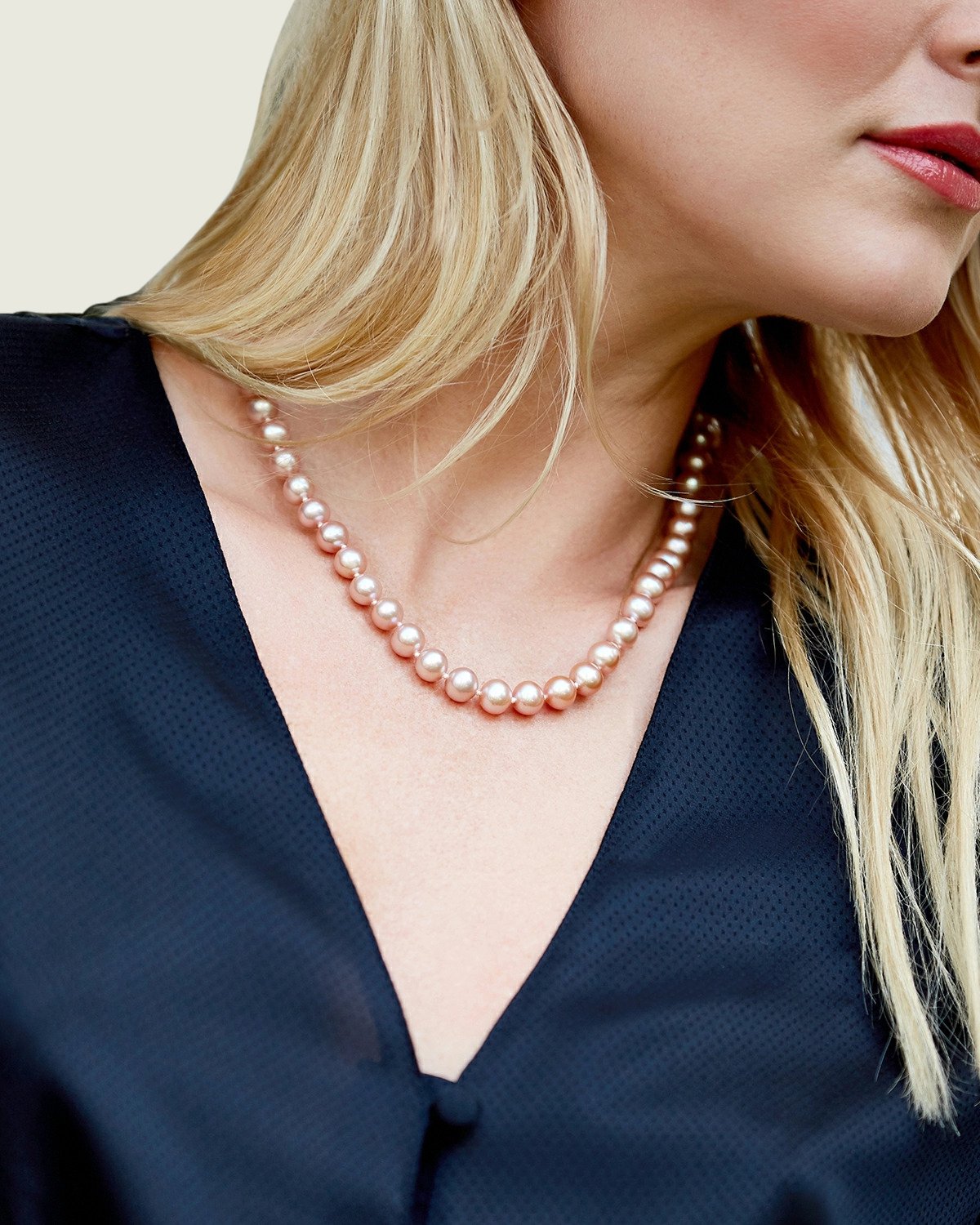 9-10mm Peach Freshwater Pearl Necklace - AAA Quality