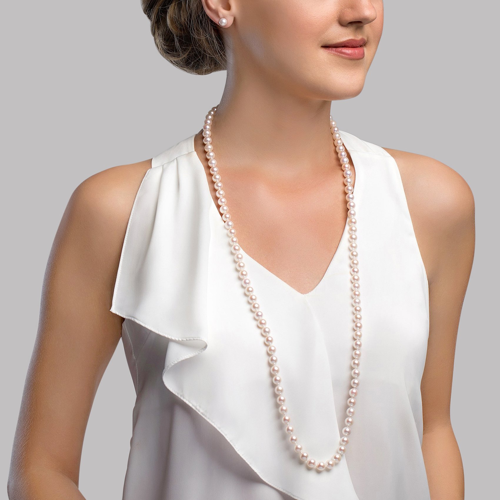 7.5-8.0mm Opera Length Japanese Akoya Pearl Necklace