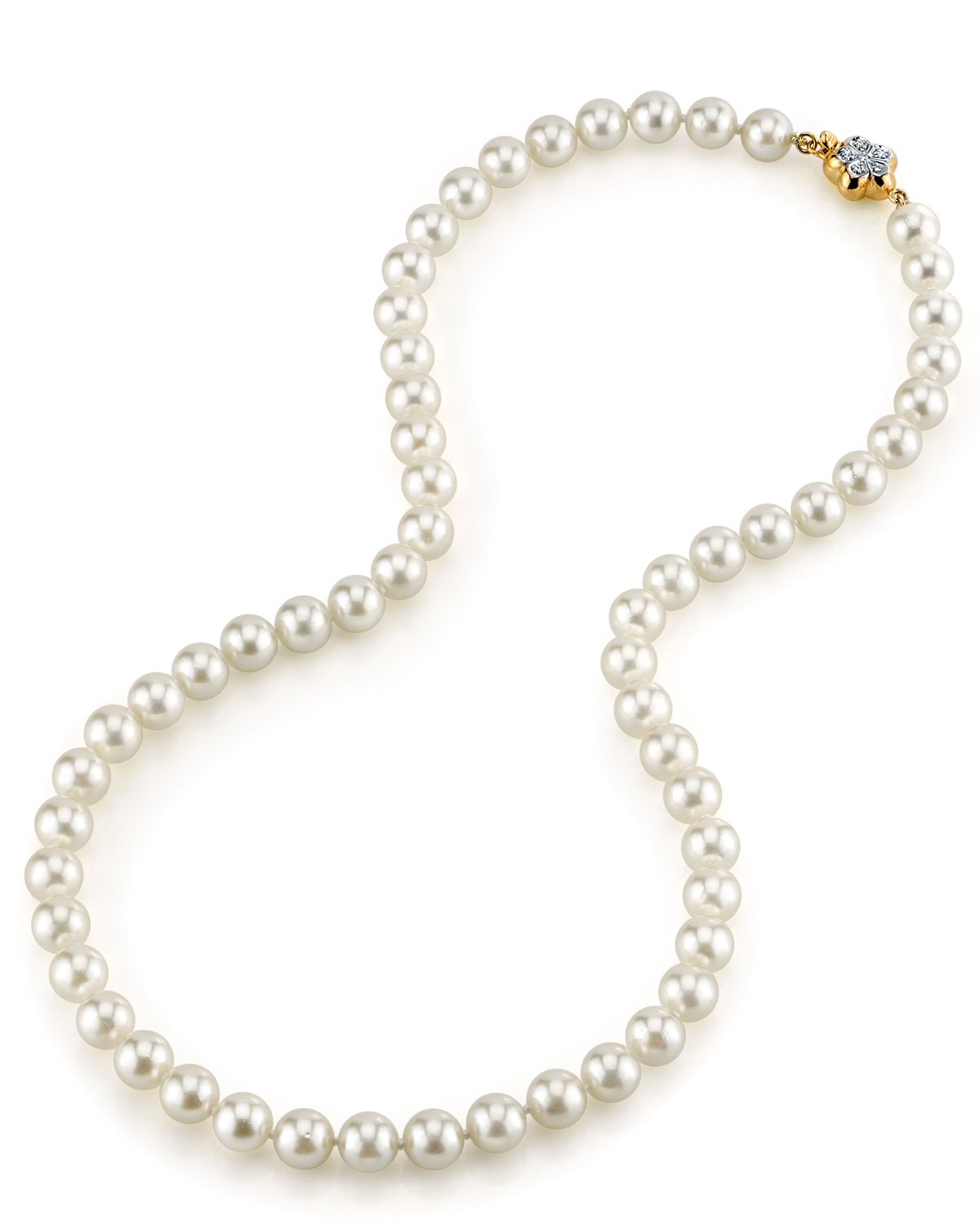 7.0-7.5mm Japanese Akoya White Pearl Necklace- AA+ Quality