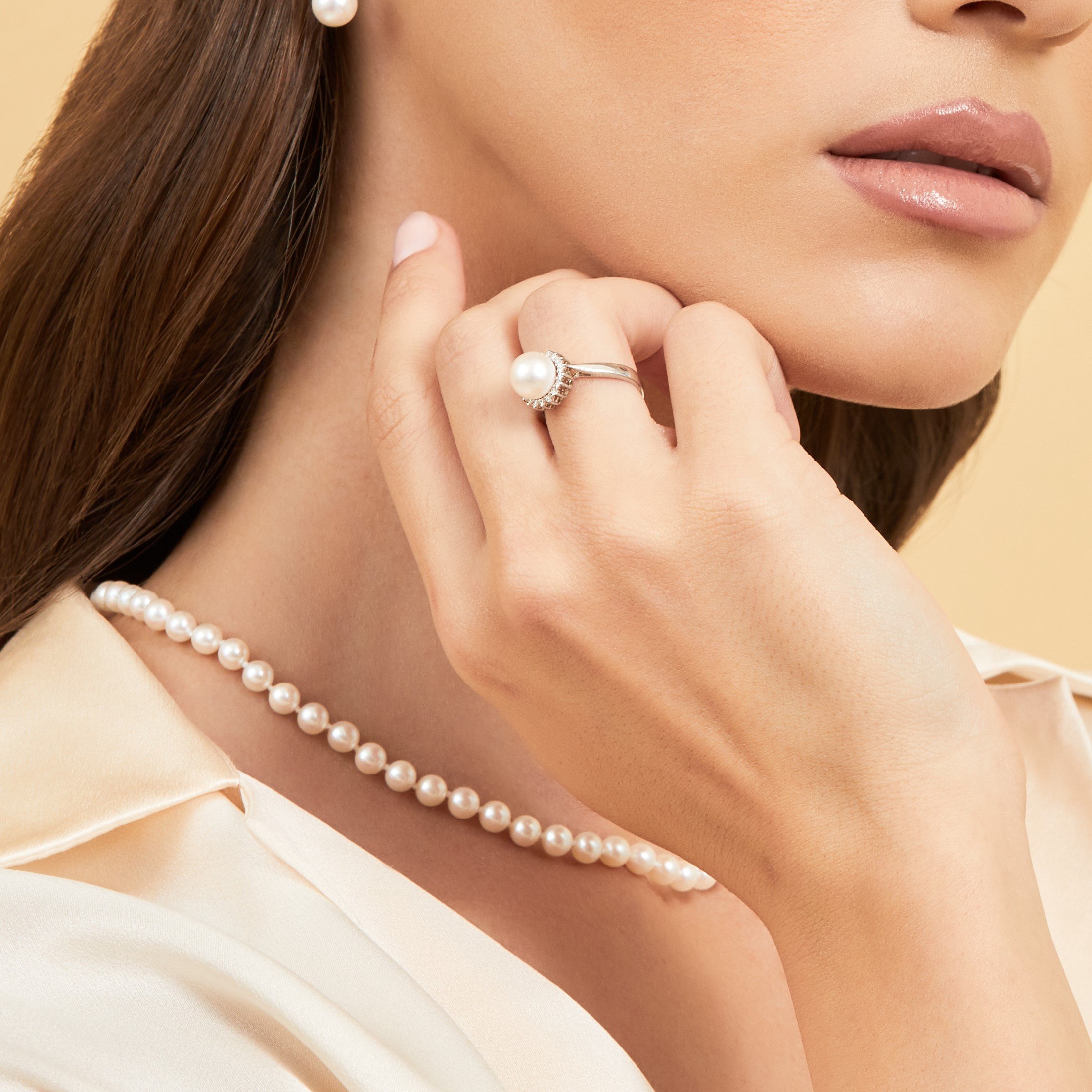 Akoya Pearl & Diamond Tessie Ring