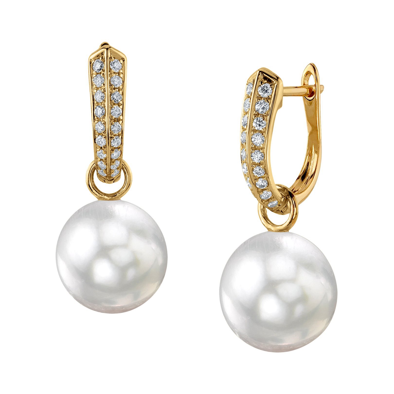 14K Gold White South Sea Pearl & Diamond Charlie Earrings