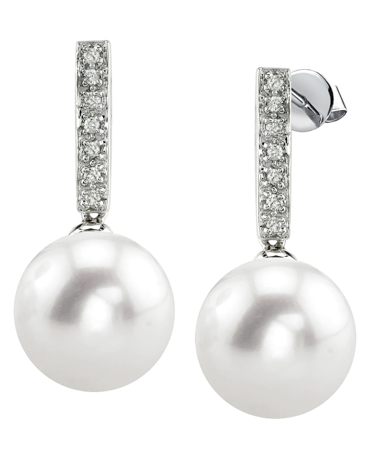 Freshwater Pearl Dangling Diamond Earrings