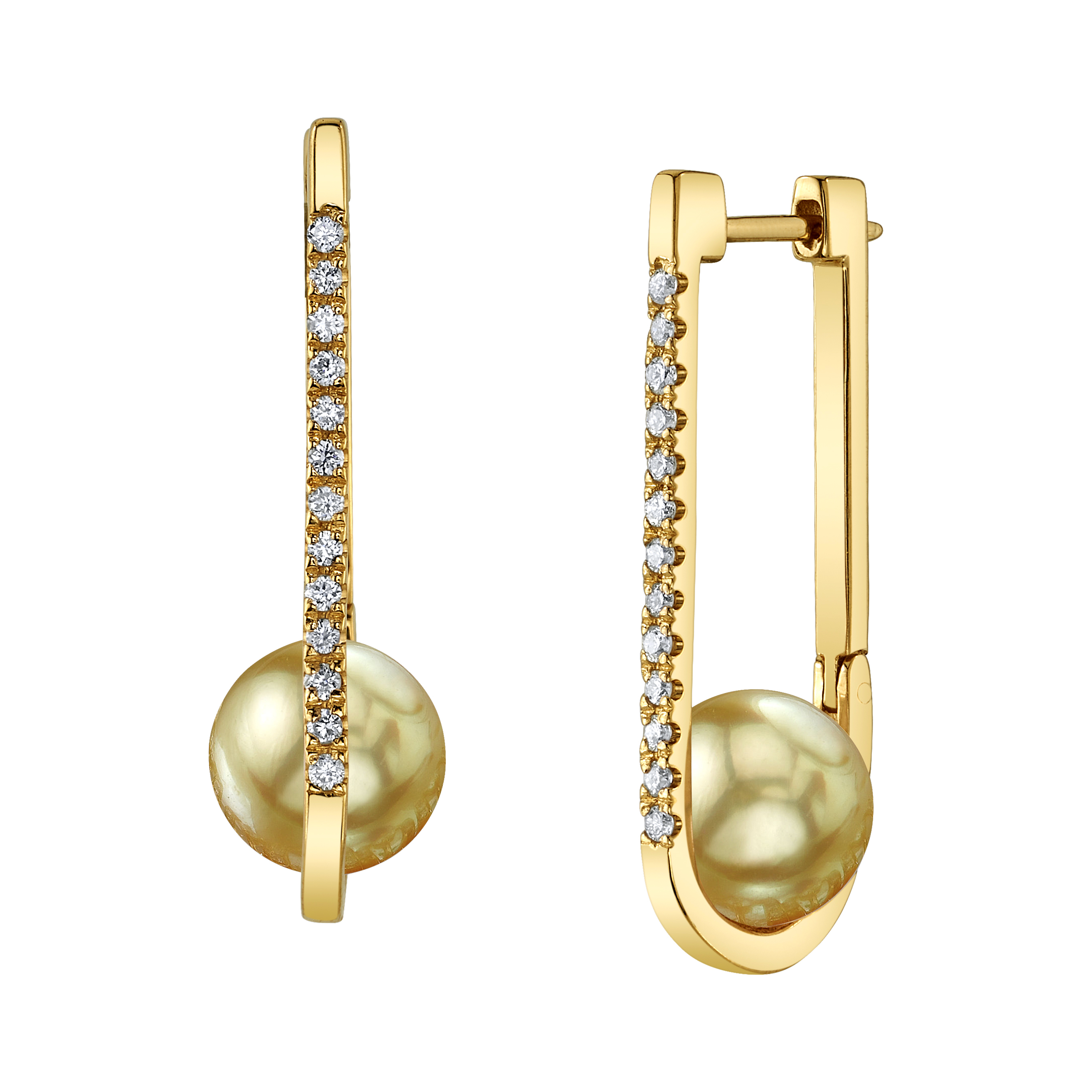 18k Gold Golden South Sea Pearl And Diamond Evelyn Earrings 7340