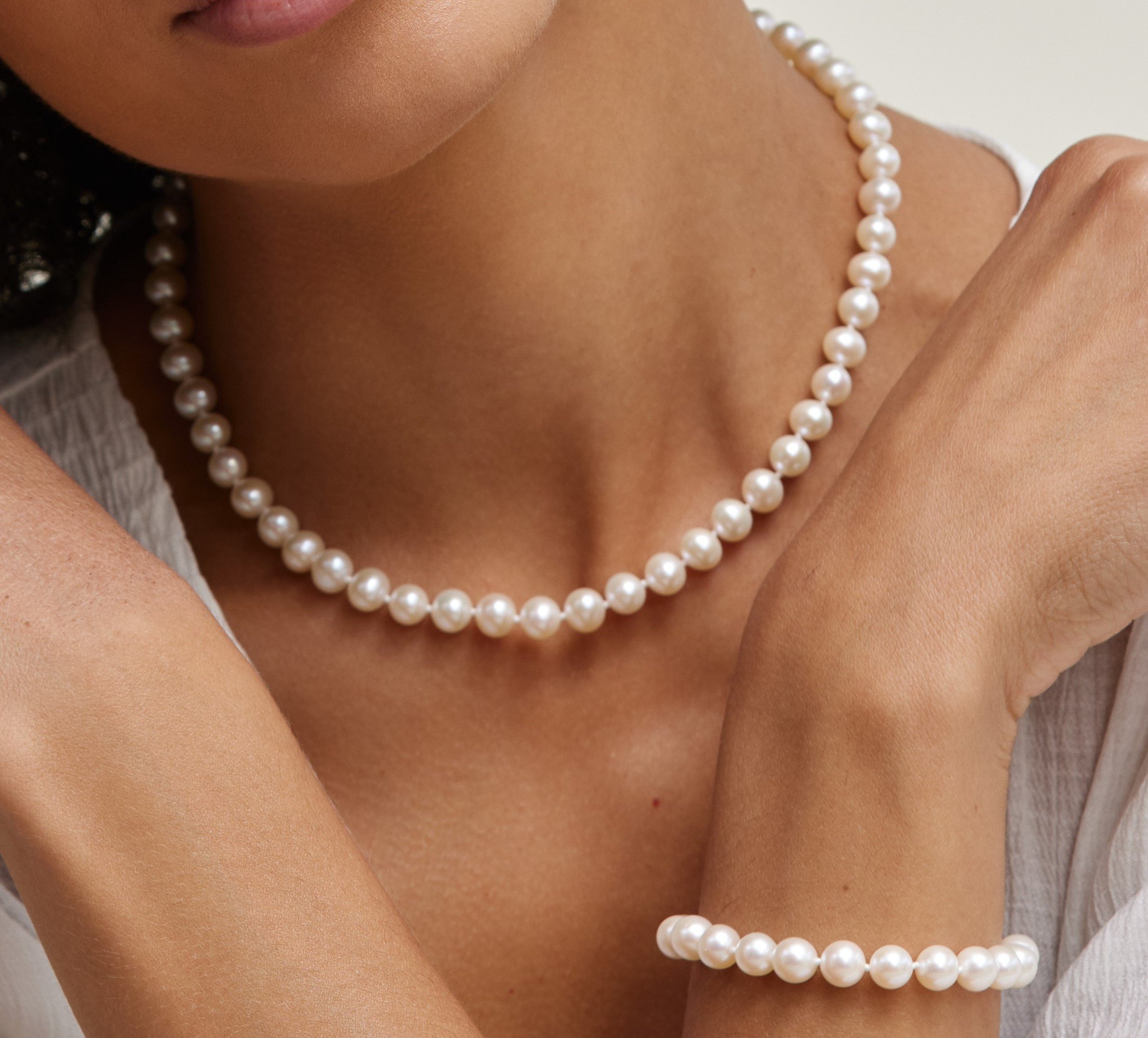 7 0 7 5mm White Freshwater Pearl Necklace Aaa Quality