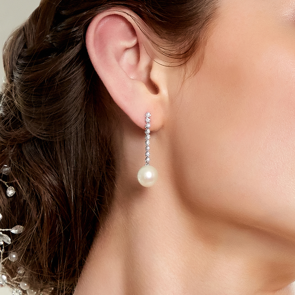 Freshwater Pearl & Diamond Serena Earrings