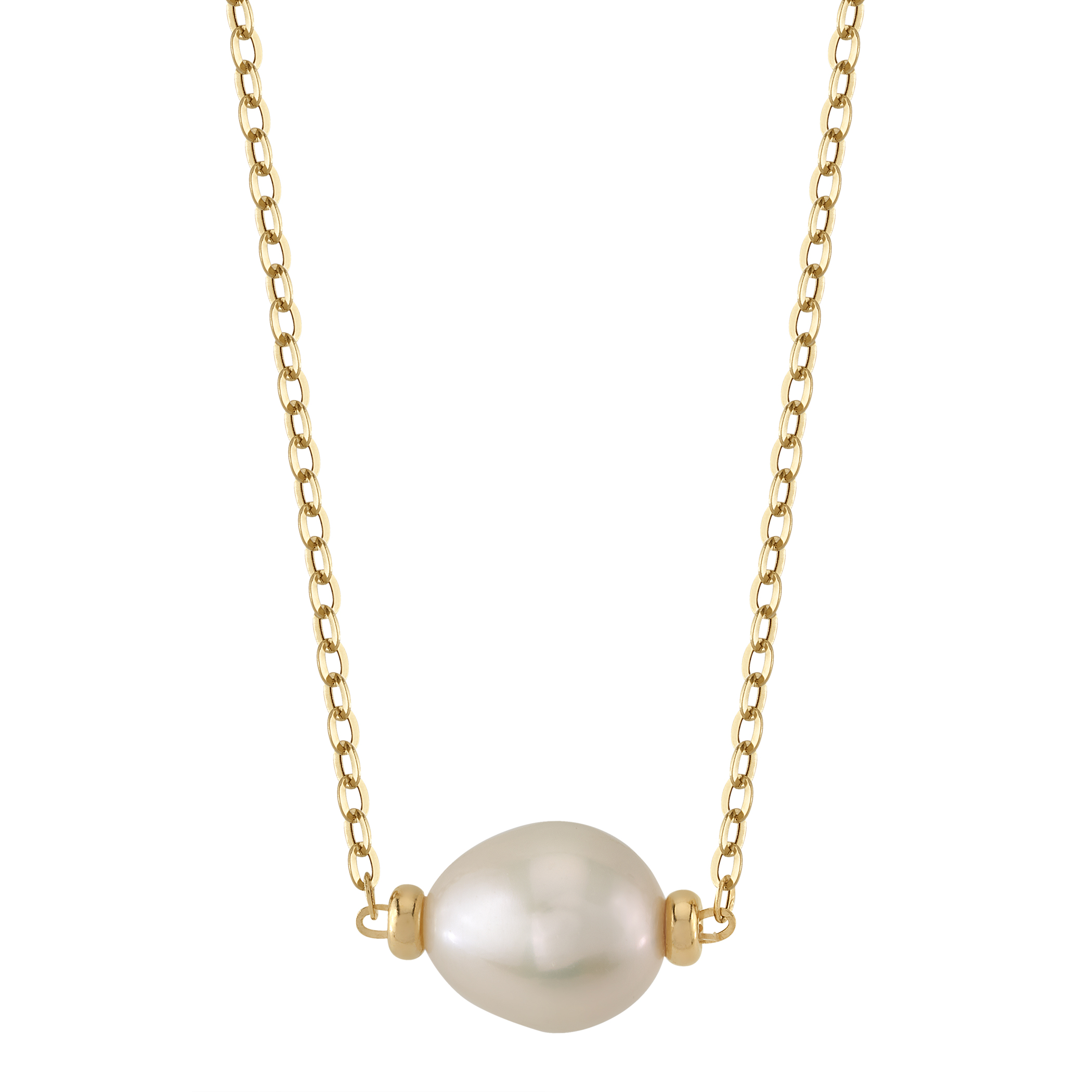 14K Gold White Freshwater Pearl and Chain Eliana Necklace