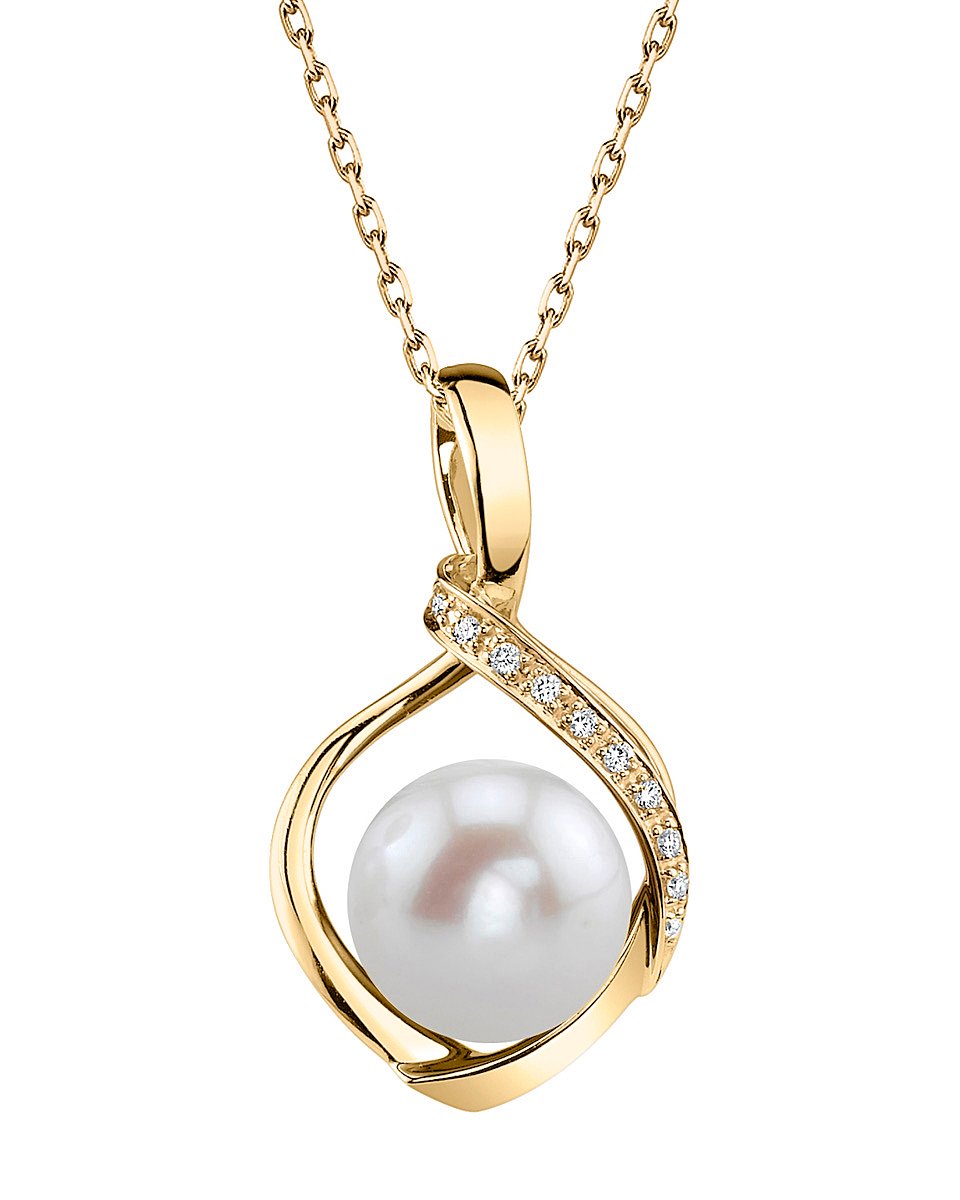 Freshwater Pearl & Diamond Alexis Pendant- Choose Your Color