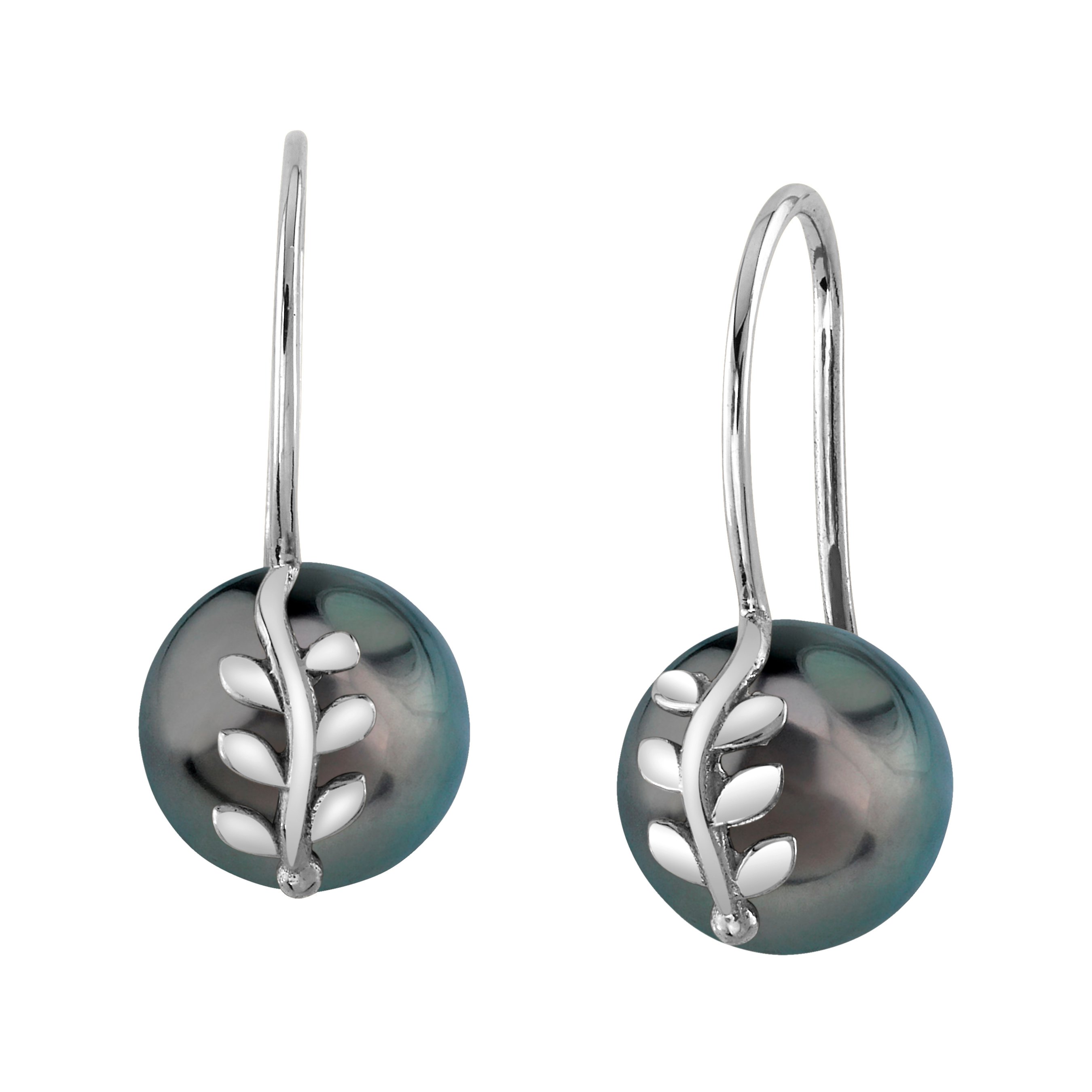 Tahitian South Sea Pearl Jayne Leaf Earrings