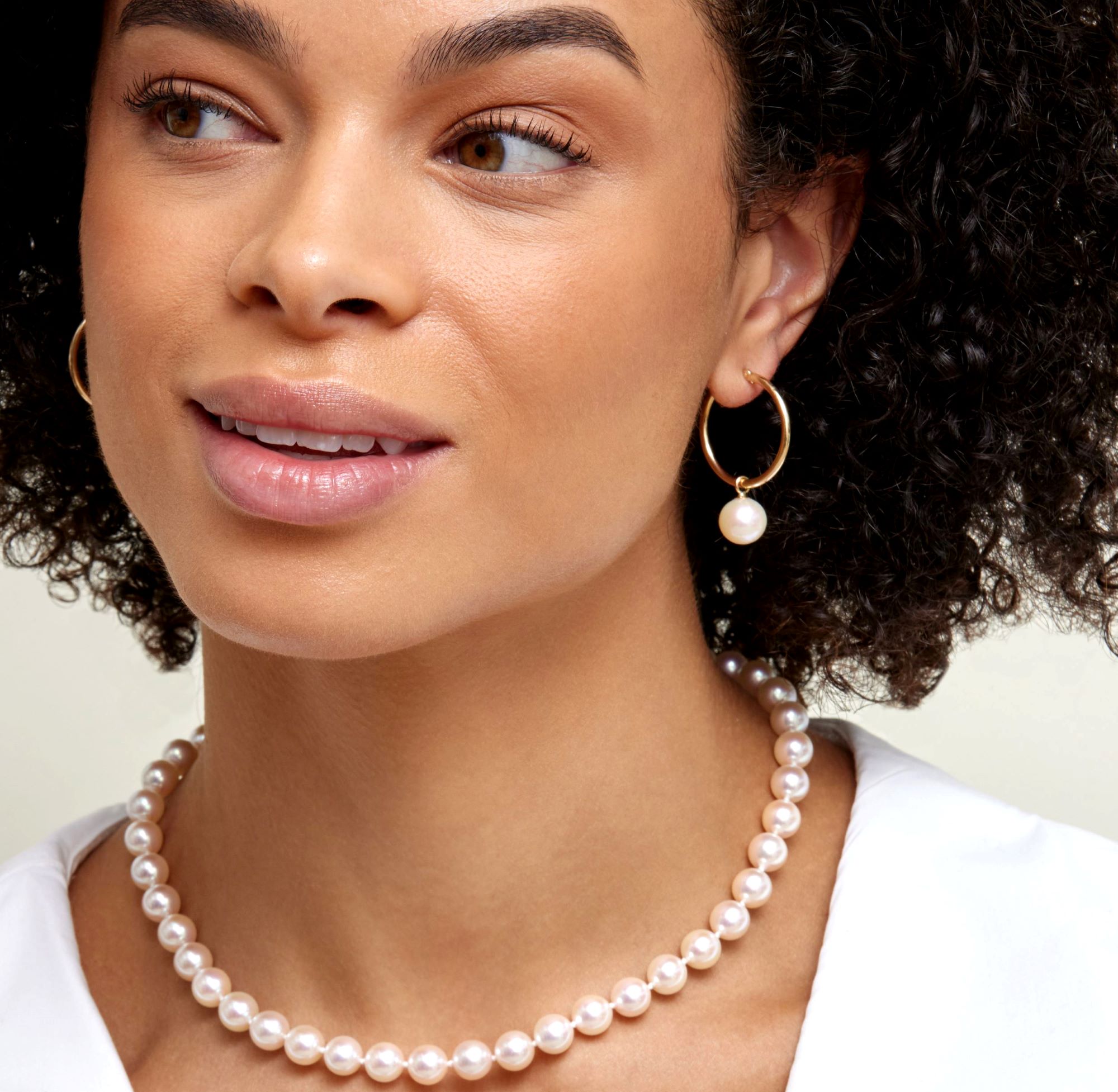 White South Sea Pearl Hoop Leane Dangling Earrings