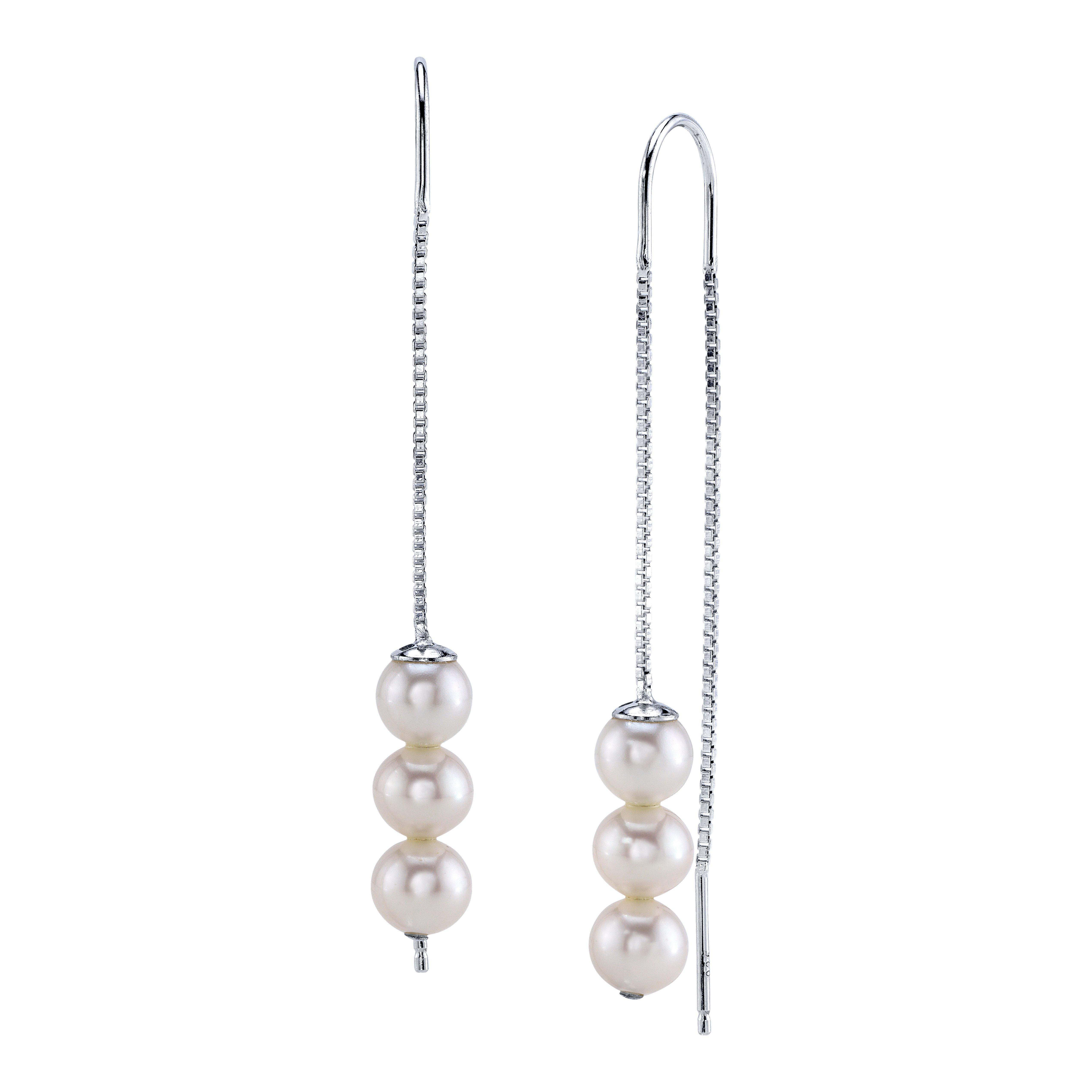 Triple White Freshwater Pearl Louise Earrings