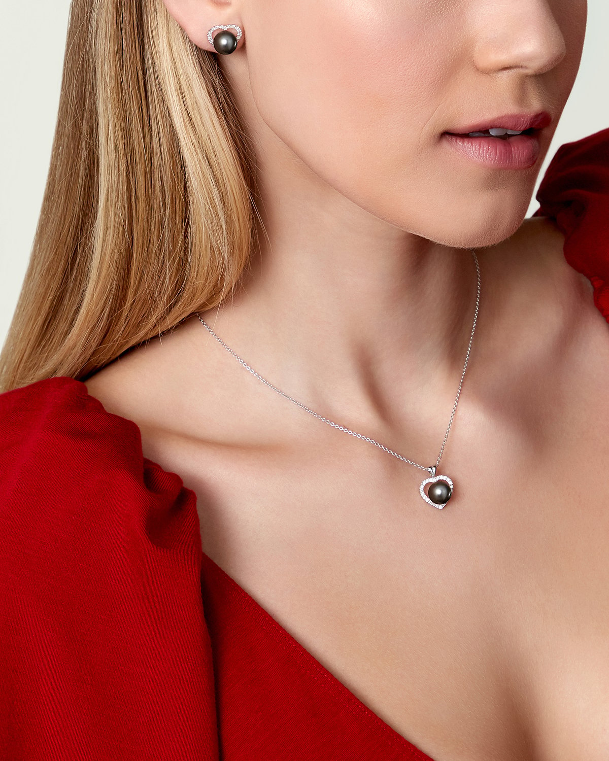 Tahitian South Sea Pearl & Diamond Heart Amour Pendant