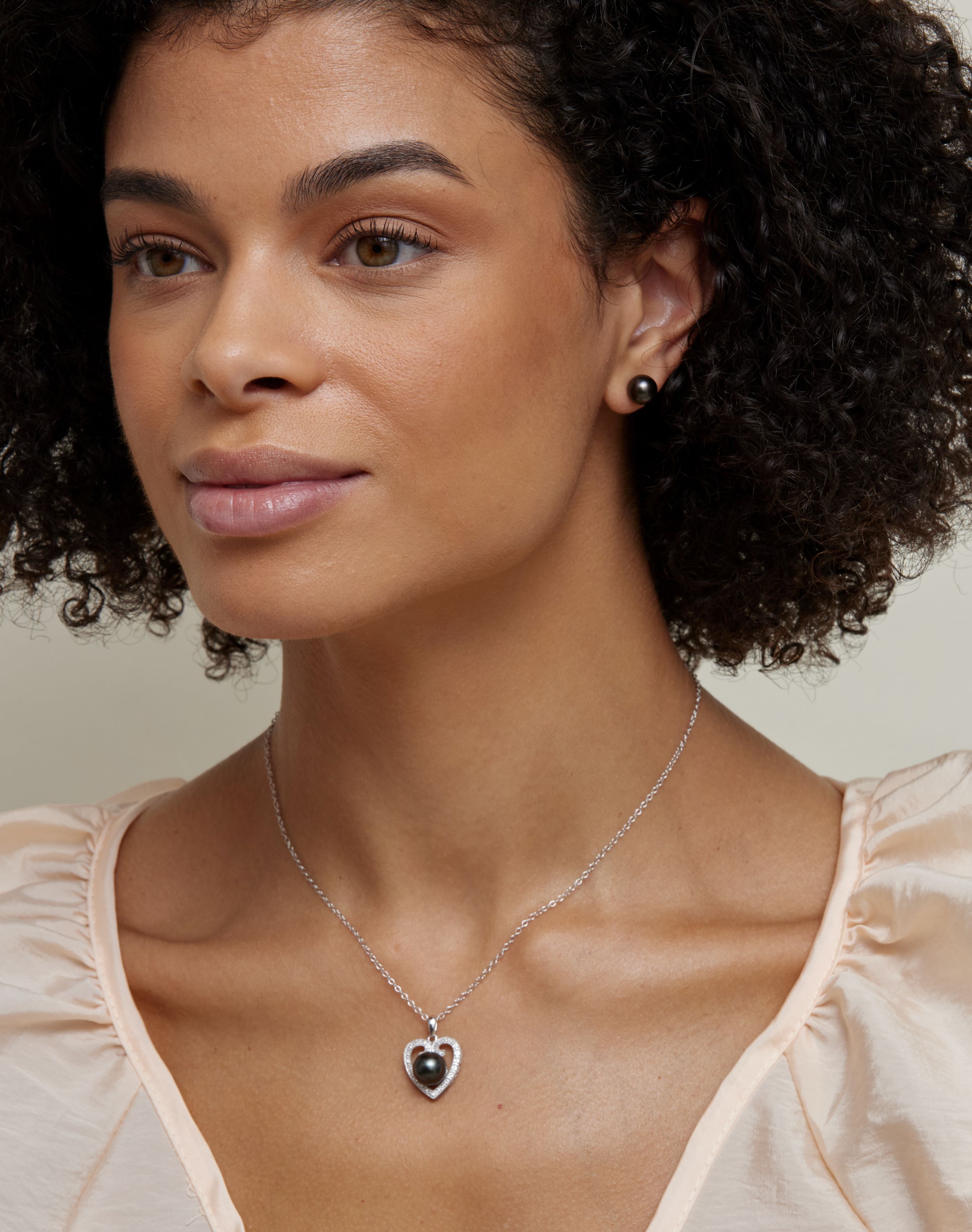 Heart Shaped Tahitian South Sea Pearl & Diamond Pendant