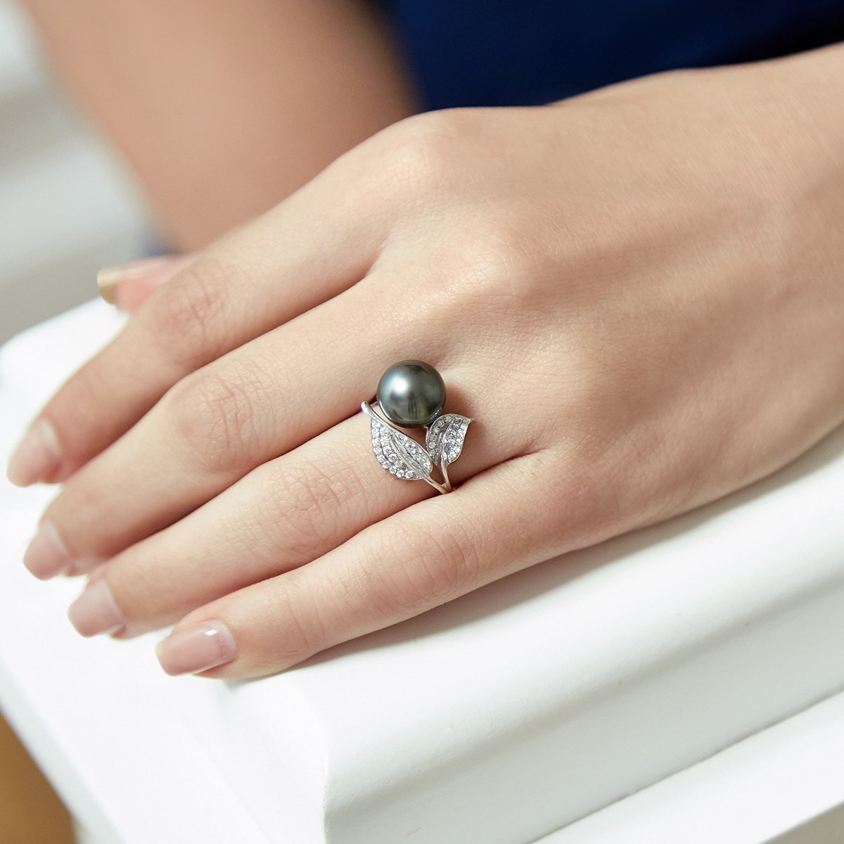 Tahitian South Sea Pearl & Diamond Eva Ring