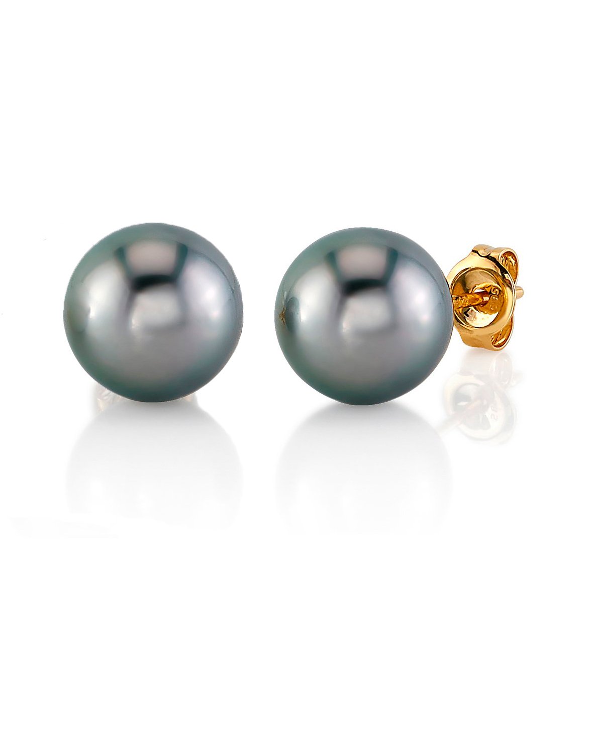 Tahitian South Sea Silver Round AAA Pearl Stud Earrings