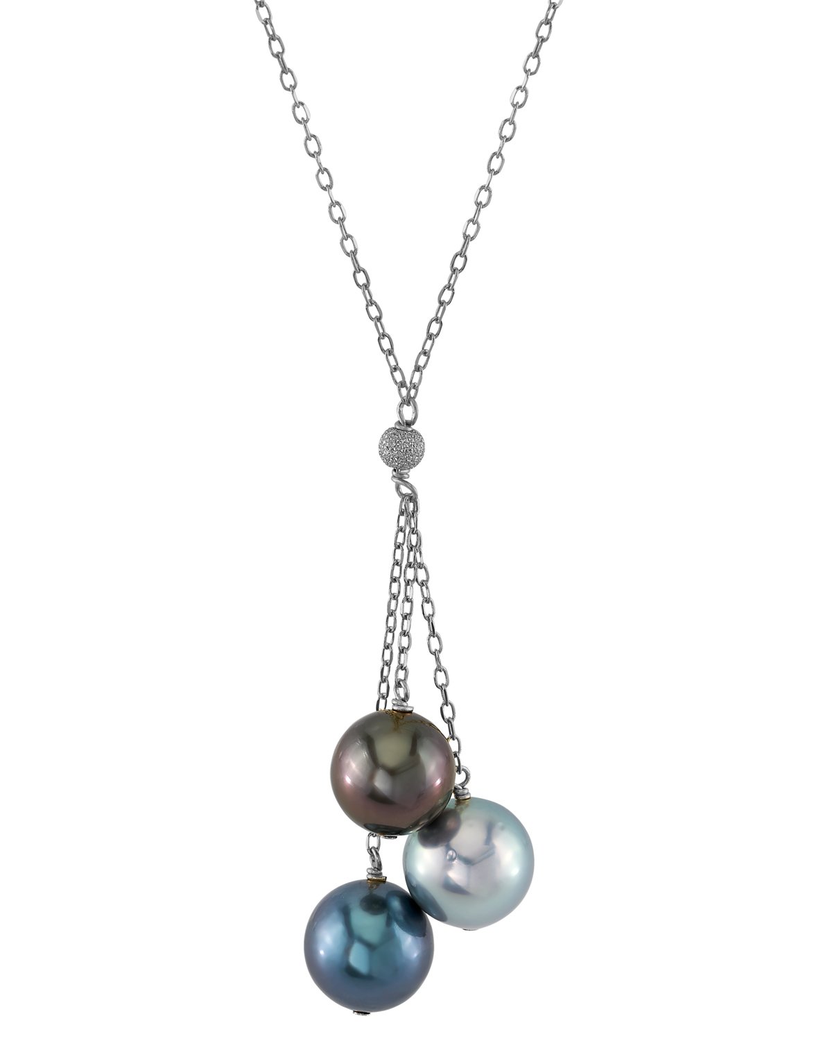 14K Gold Multicolor Tahitian Pearl Tincup Cluster Pendant