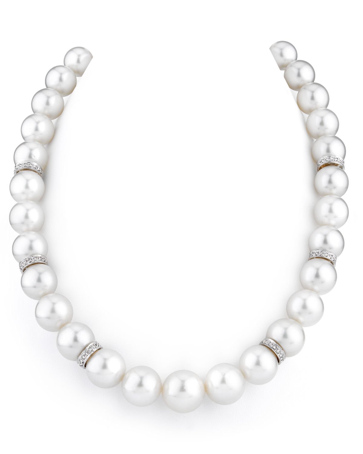 11-14mm South Sea Pearl Necklace with Diamond Rondelles