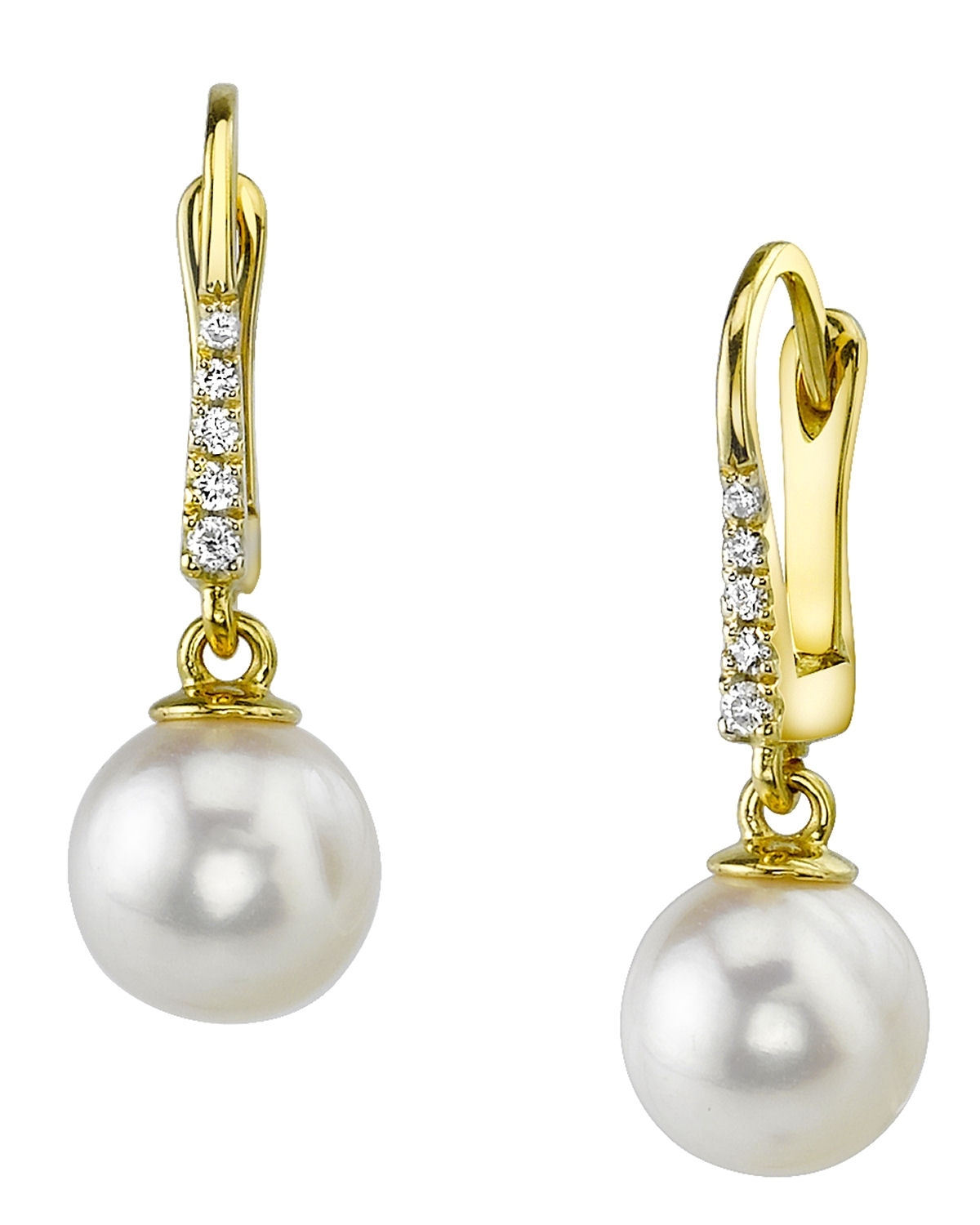 Akoya Pearl & Diamond Susan Earrings in Yellow Gold