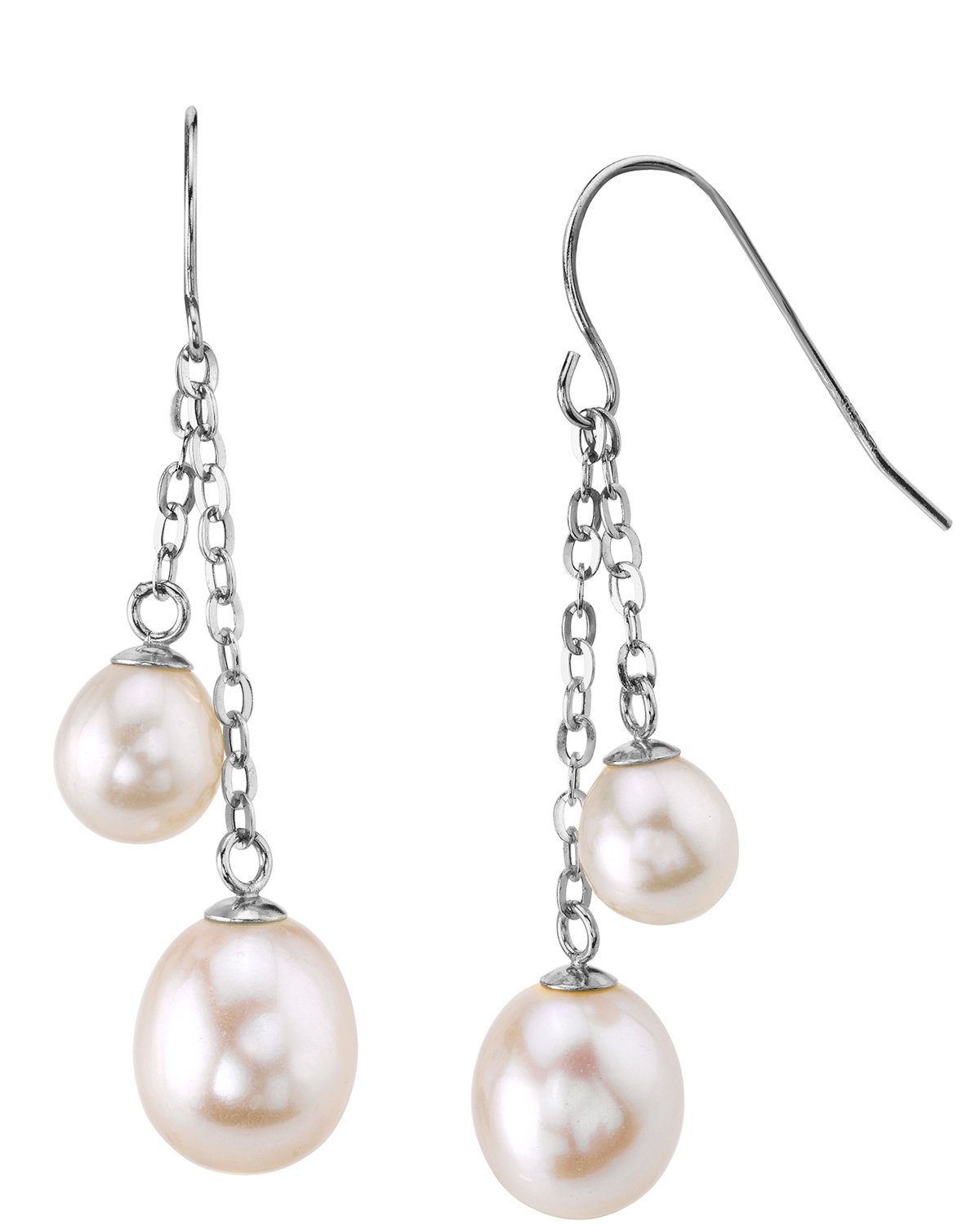 14K Gold Freshwater Pearl Double Drop Tincup Juliana Earrings