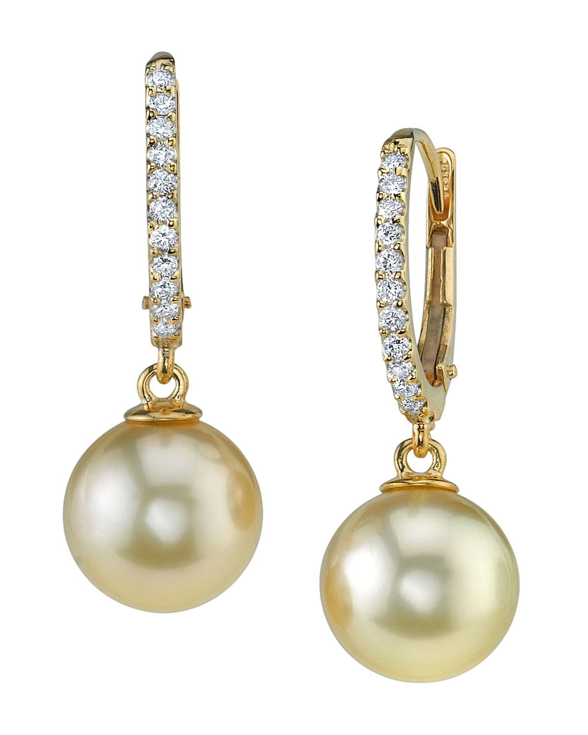 Buy Golden Pearl & Diamond Aurora Leverback Earrings for $ 1,049 - The ...