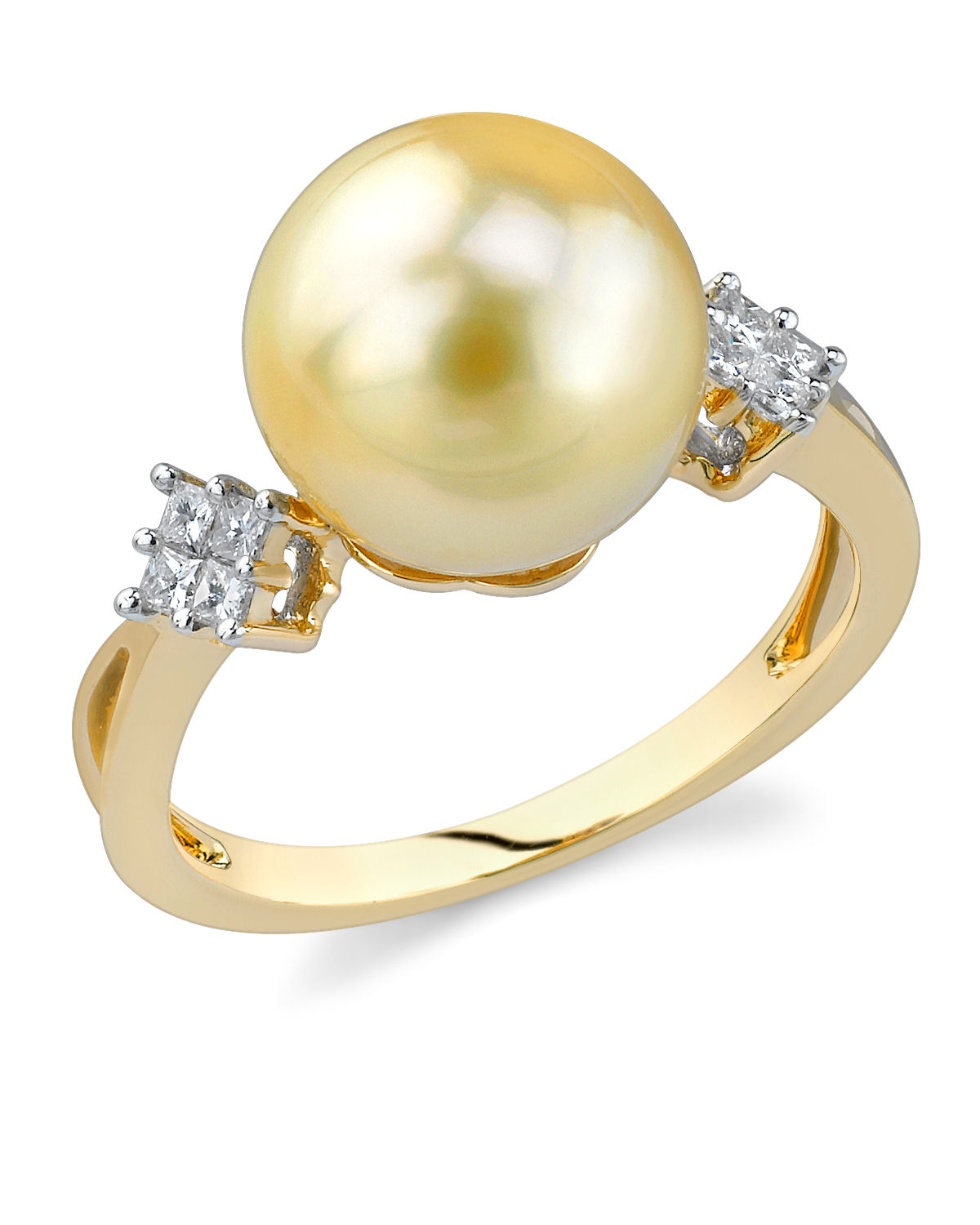 Golden Pearl & Diamond Loop Ring
