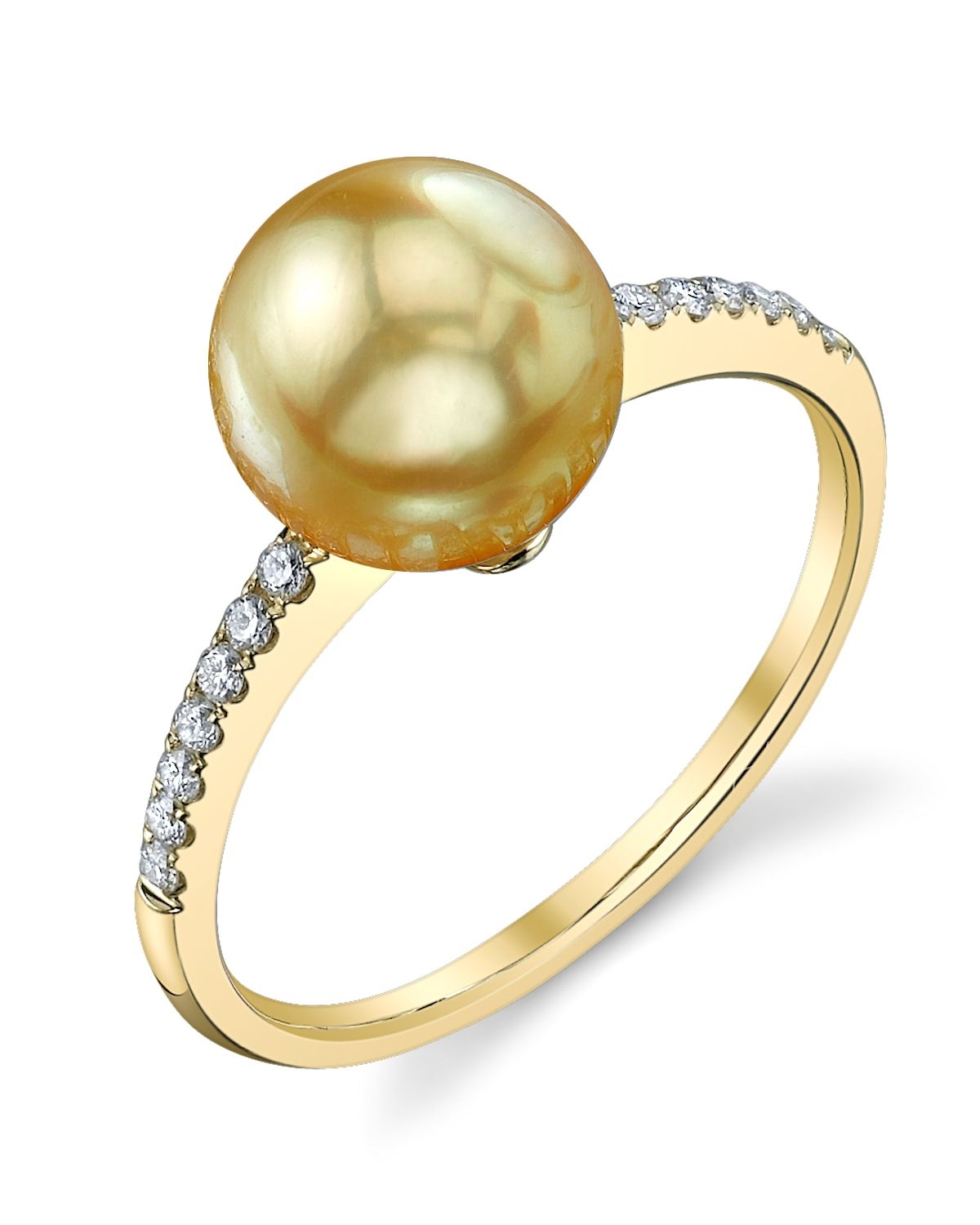 Golden Pearl & Diamond Celestial Ring