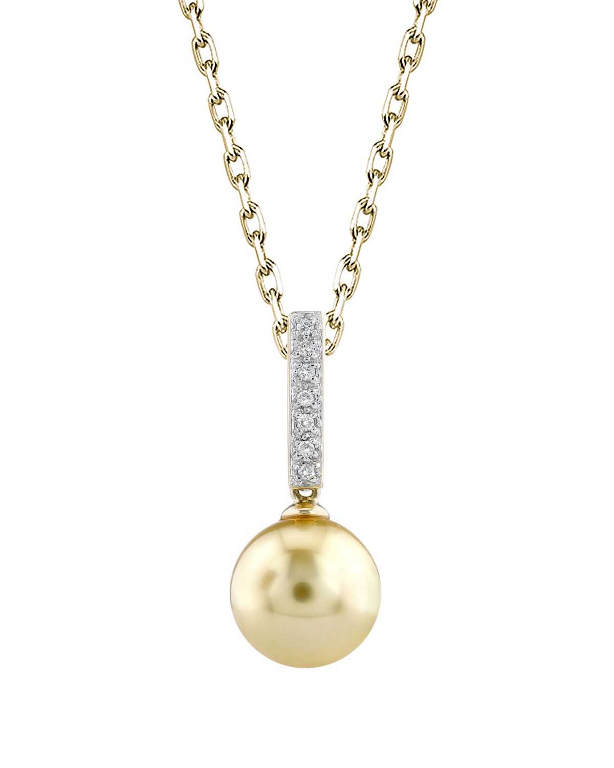 Golden Pearl Dangling Diamond Pendant