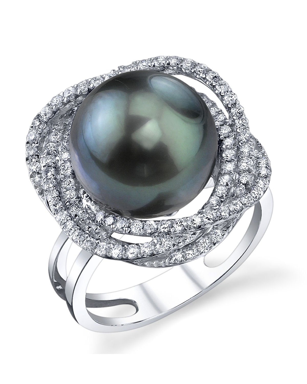 Tahitian South Sea Pearl & Diamond Braided Ring