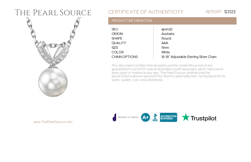 South Sea Pearl & Diamond Belissima Pendant-Certificate