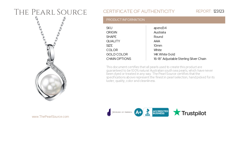 South Sea Pearl & Diamond Alexis Pendant-Certificate